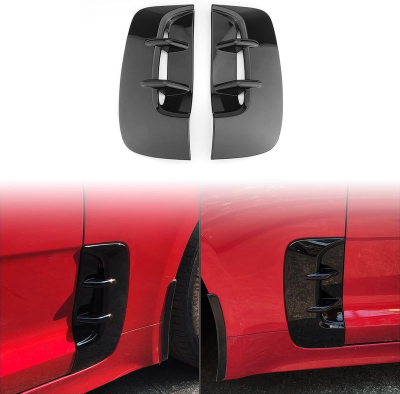 JUIVEEL Side Fender Vent Cover Car Front Side Fender Air Vent Outlet Cover Compatible with Kia Stinger Accessories (Glossy Black Style Vent Cover) - Image 1